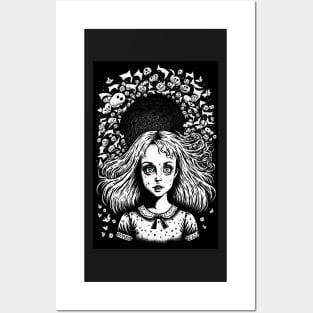 Alice in Wonderland: Dark Gothic Punk E-Girl Style Posters and Art